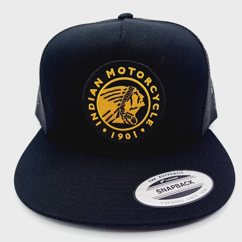 Indian Motorcycles Embroider Patch Flat Bill Trucker Mesh Snapback Cap Hat